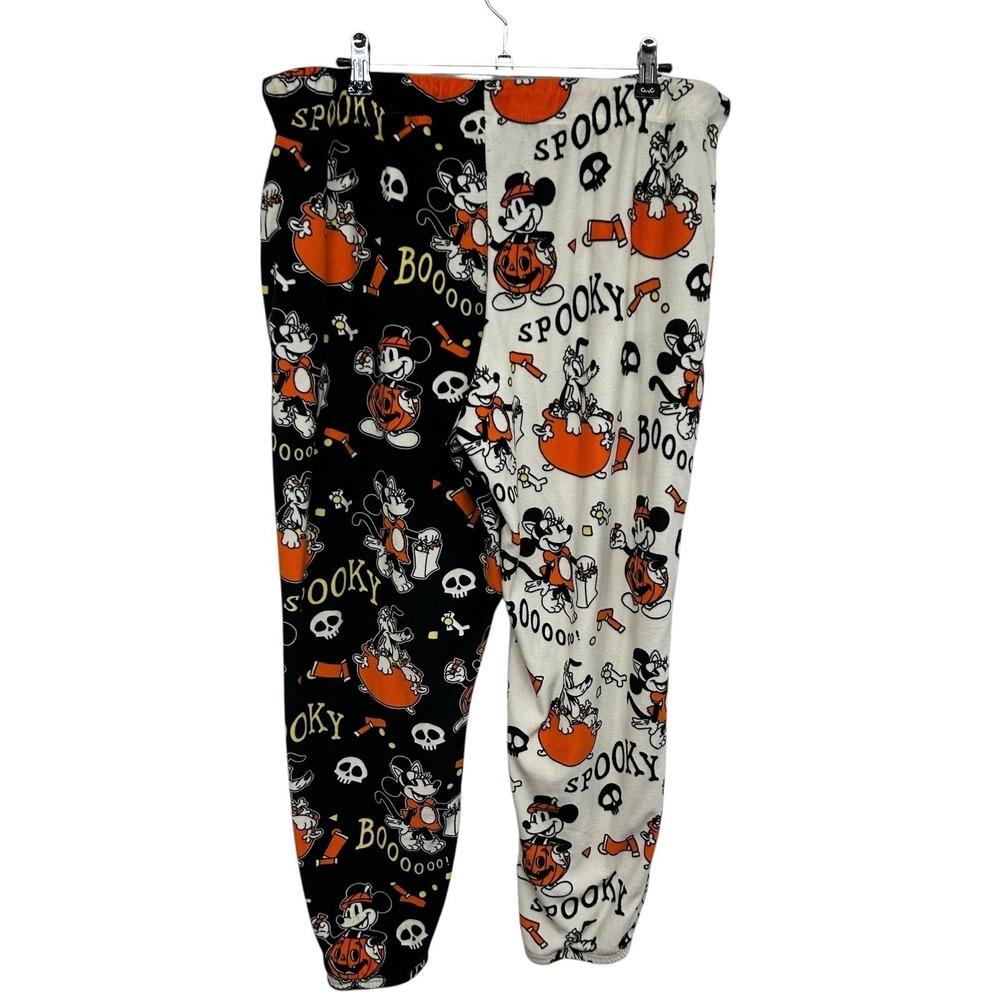 Disney Mickey Minnie Halloween Fleece Pajama Pants L Spooky Cozy Loungewear - Picture 2 of 9